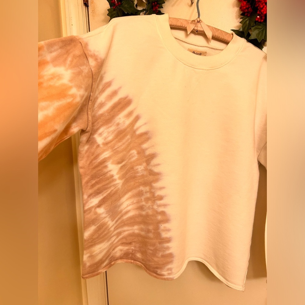 Madewell Tye-Dye Re-sourced Cotton Pleat Sleeve Earthy Sweatshirt, Size Small - Picture 9 of 15